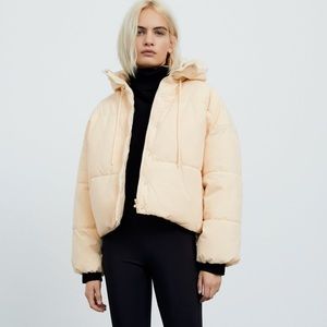 Zara cream puffer coat